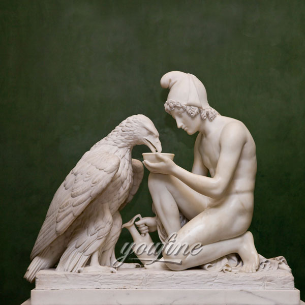 Famous art marble statues of Ganymede Waters Zeus as an Eagle by Bertel Thorvaldsen for garden decor