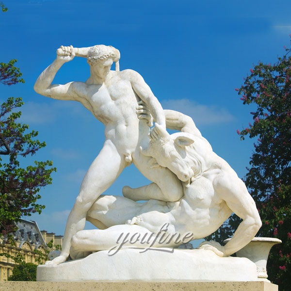 Famous art sculptures Theseus fighting the Minotaur by Jules Ramey for garden decor