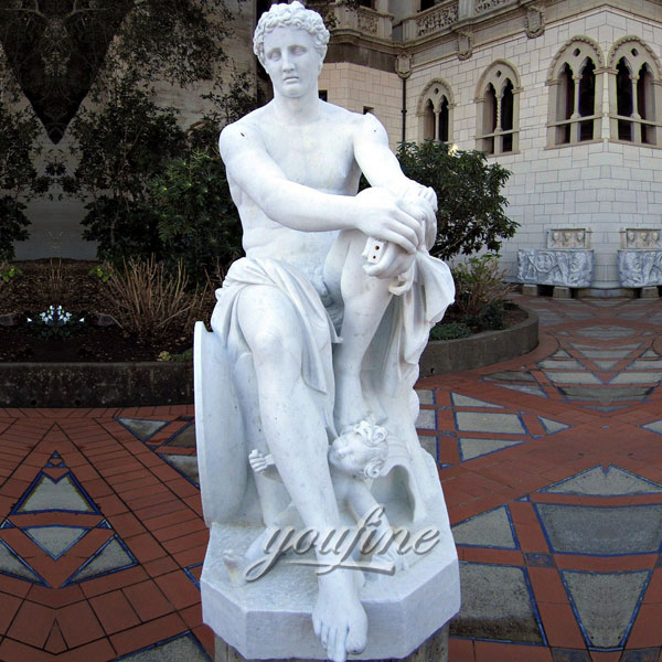 Famous art sculptures of Resting with Cupid (copy of Ludovisi Mars) by Umberto Marcellini located in Hearst Castle