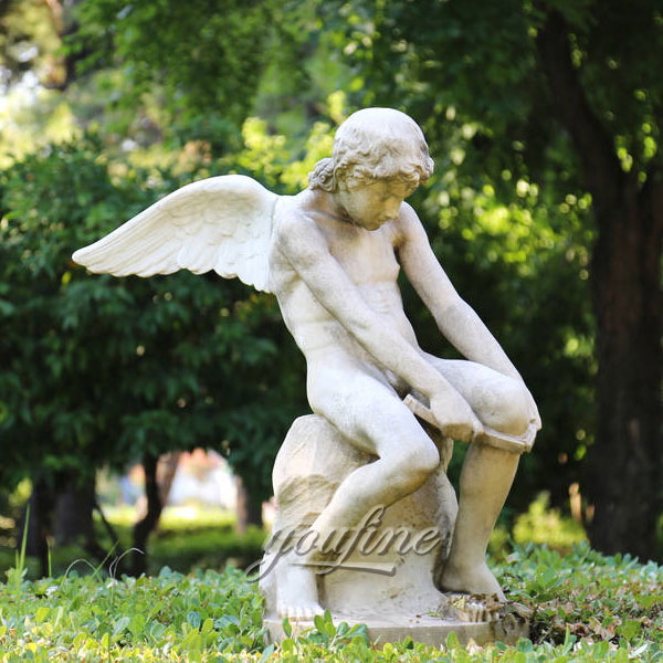 Famous art sculptures of marble child angel statue for garden decoration